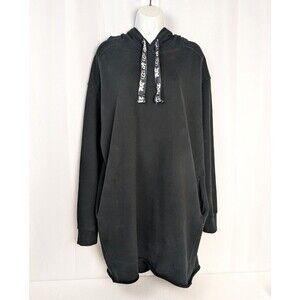 NWOT UGG Women's Size Large Lucille Black Raw Hem Oversized Fleece Hoodie Dress
